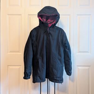 Peter Storm Black  Pink Reversible Rain Coat/Windbreaker / Hooded Jacket Size 12